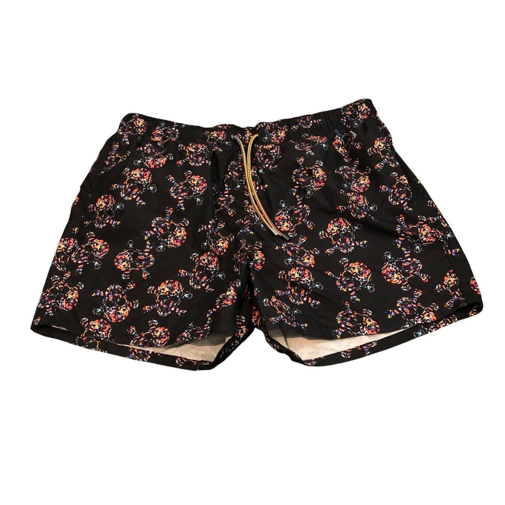 Bugatchi Archer Swim Trunks XXL Black Skull Print Multicolor Board Shorts Casual